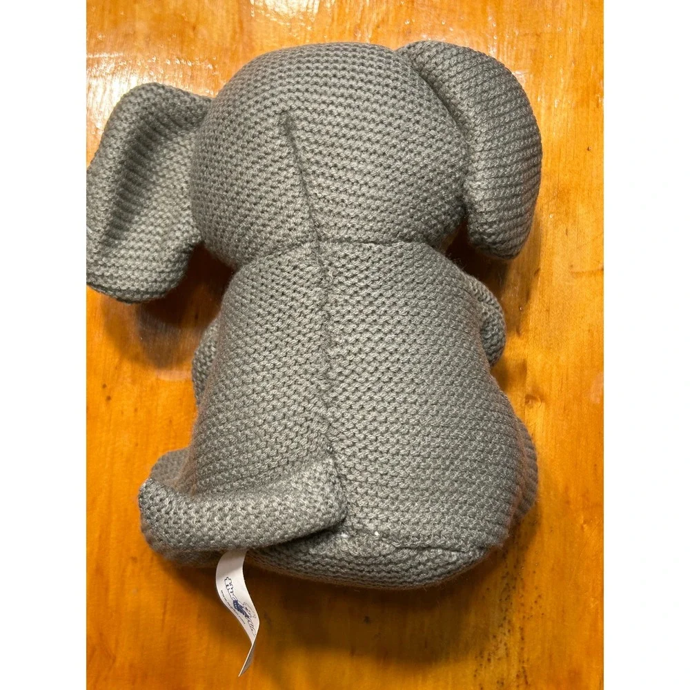 Grey Knit Elephant Plush and 3-Pack Safari Tropic Burp Cloths Baby Gift Set NEW